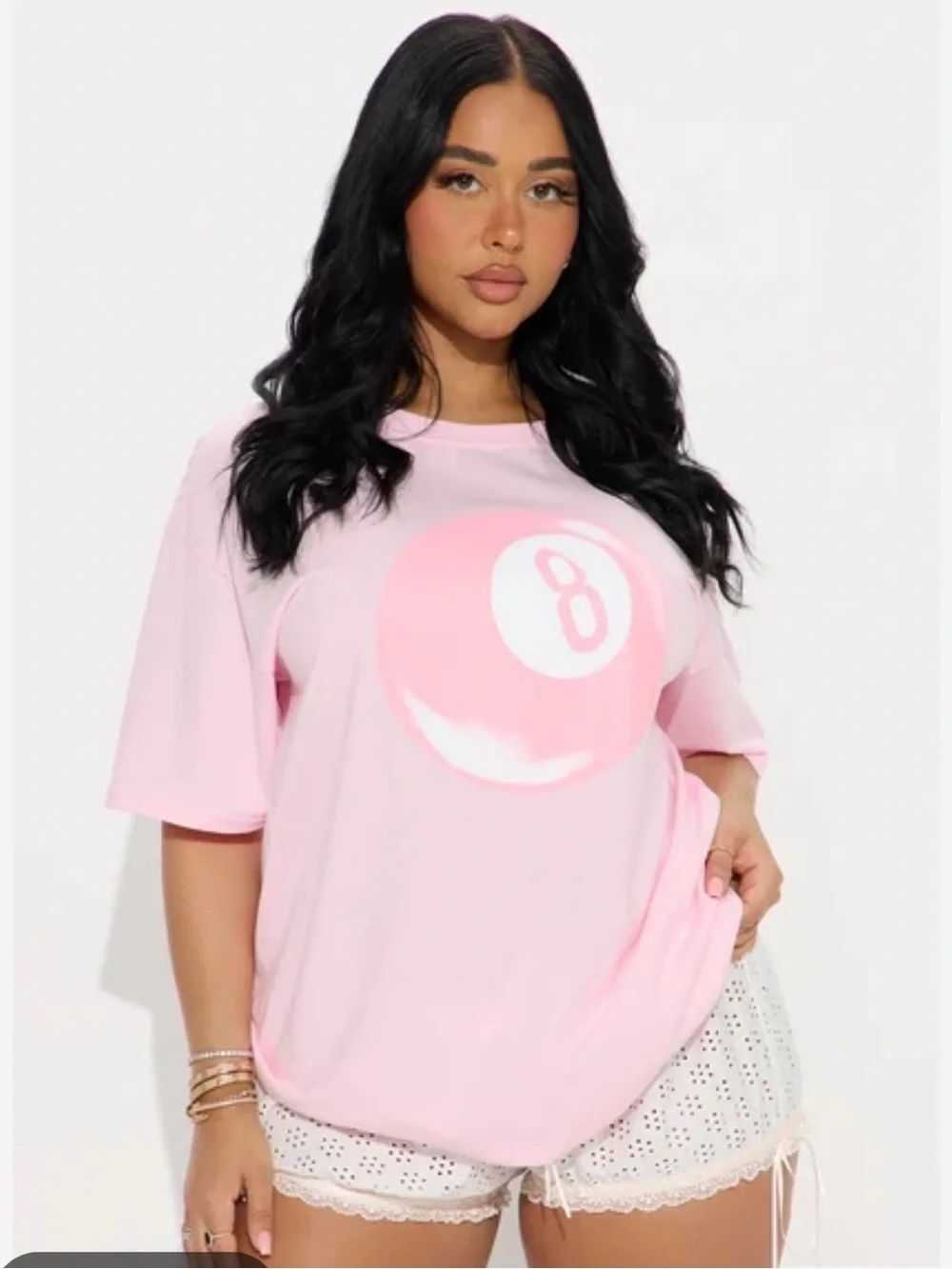 0172 Fashion Nova Pink Graphic 8-Ball Short Sleeve Tee